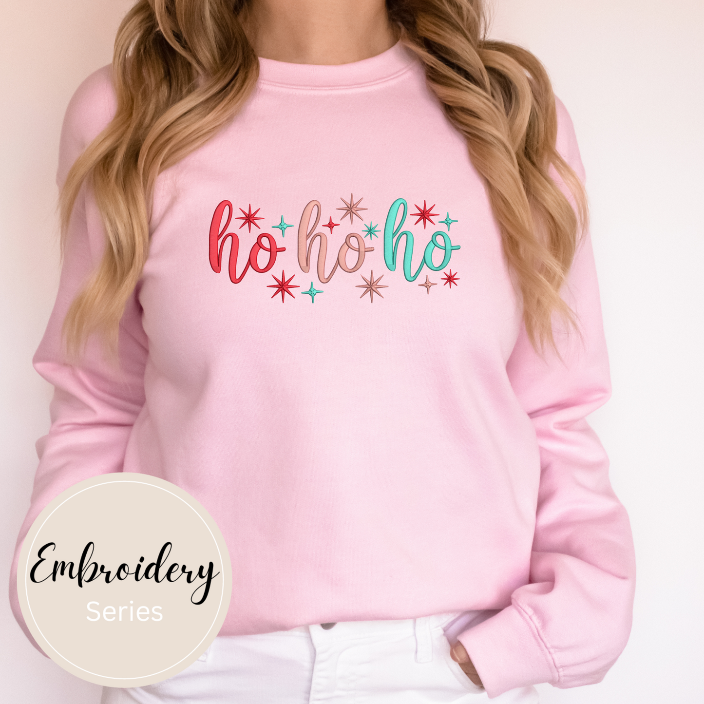 Embroidered Sweatshirt - Ho Ho Ho