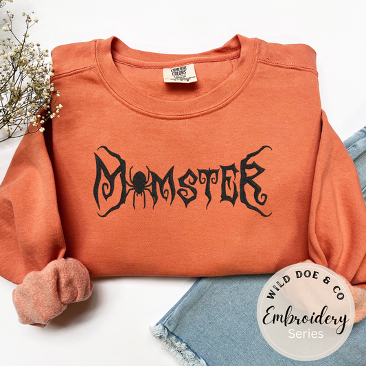 Embroidered Sweatshirt - Spooky Momster