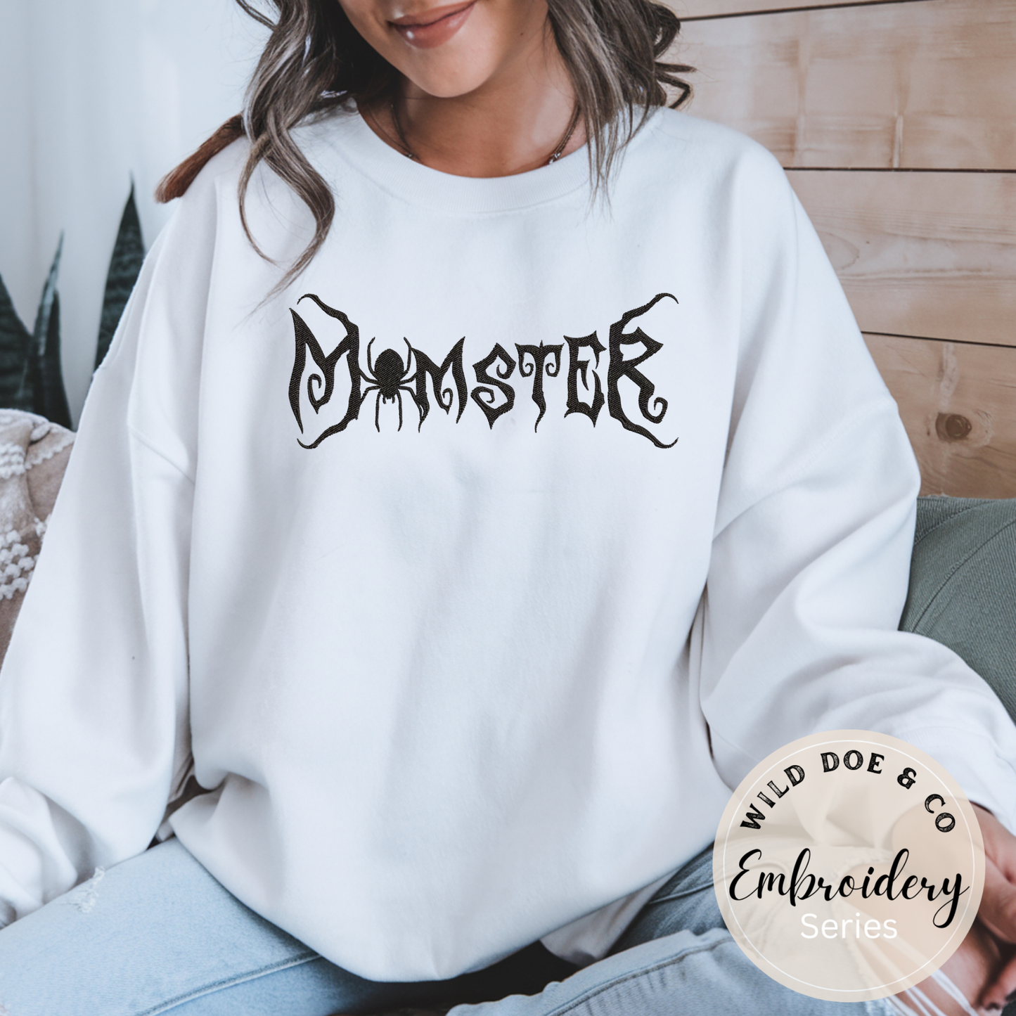 Embroidered Sweatshirt - Spooky Momster