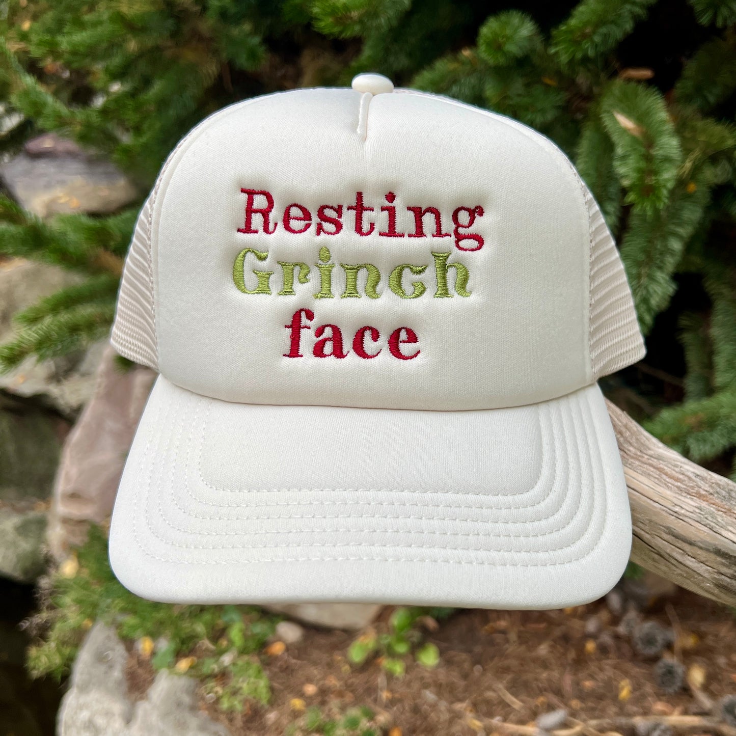 Embroidered Hats- Resting Grinch Face