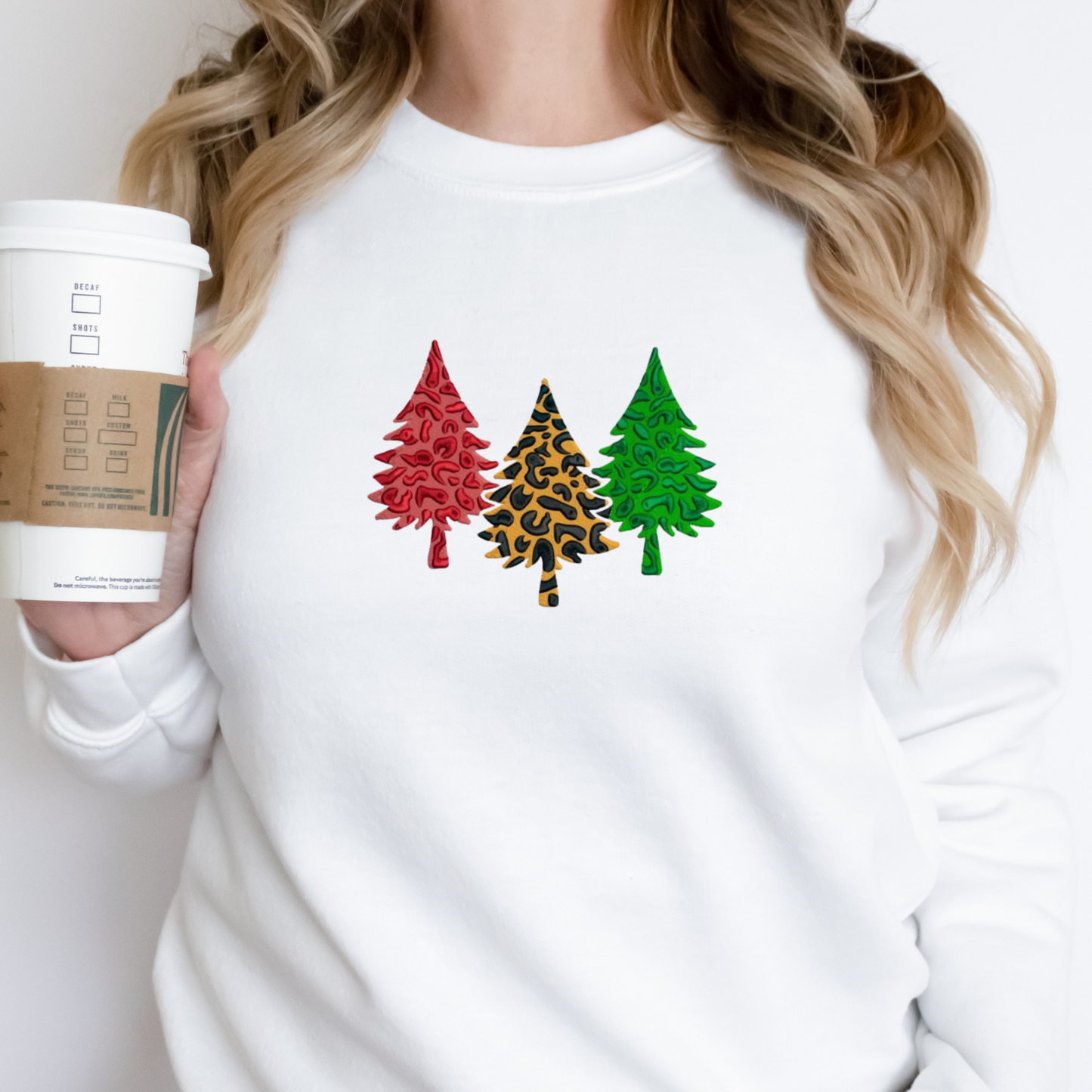 Embroidered Sweatshirt - Leopard Pine Trees