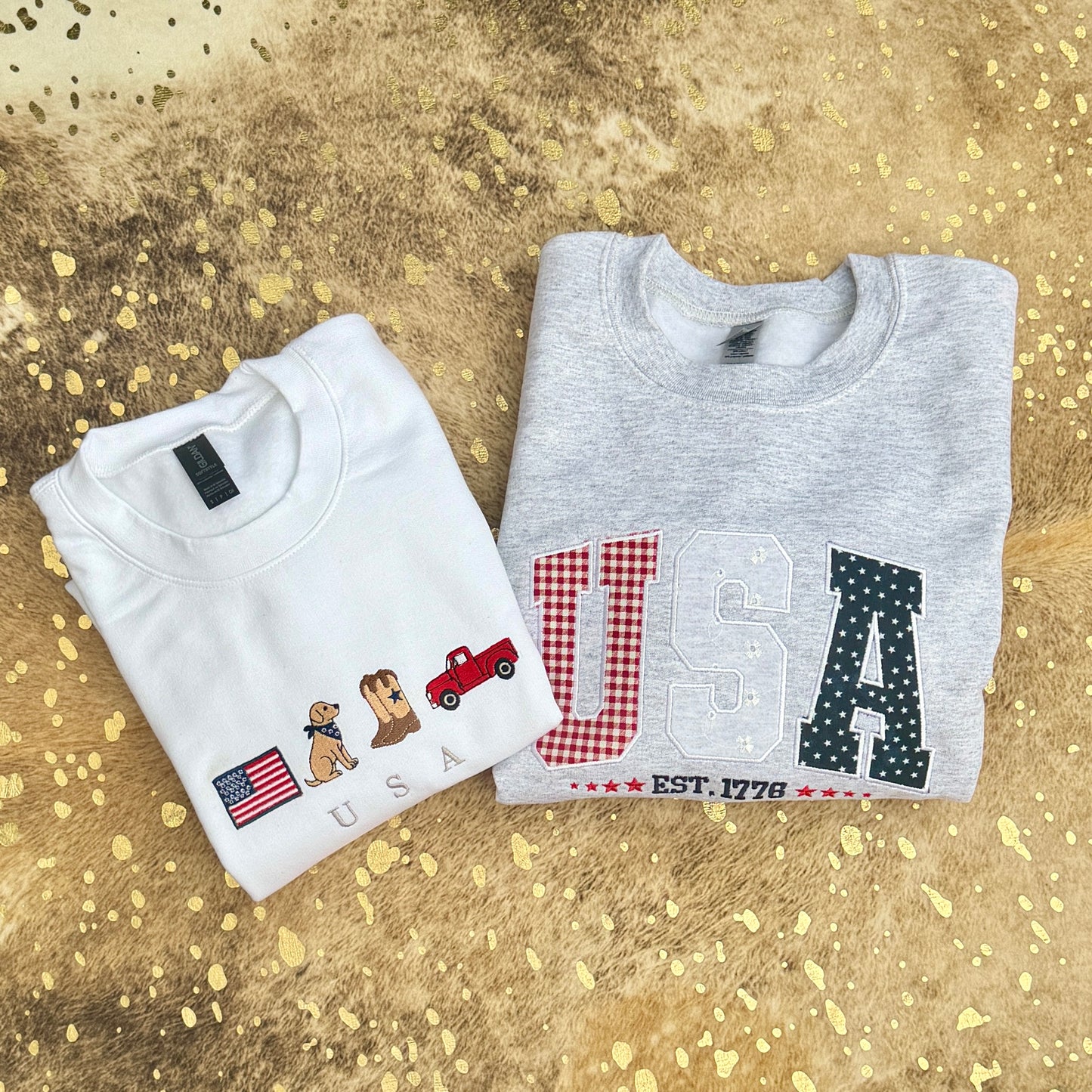 Embroidered Sweatshirt - USA est. 1776 Applique