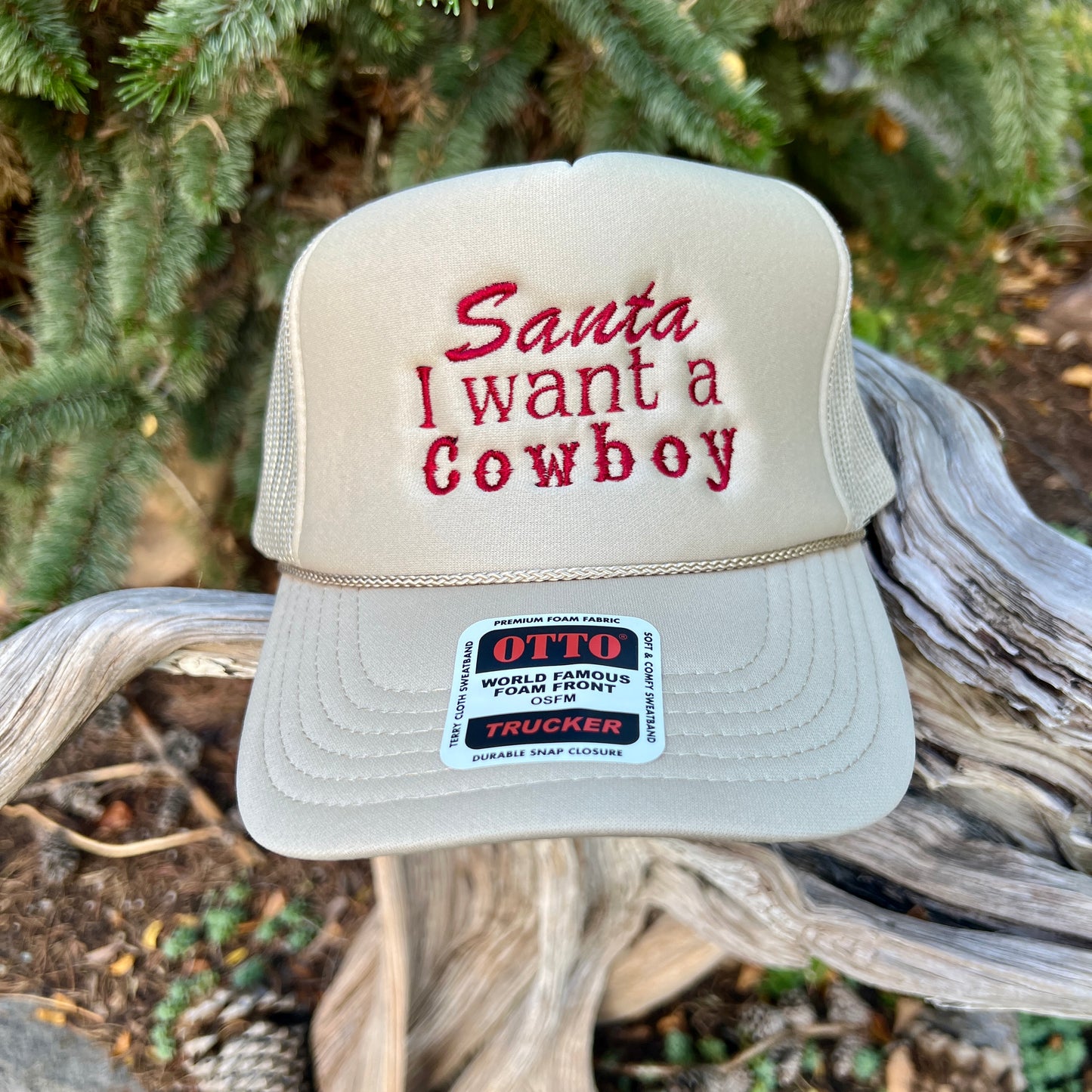 Embroidered Hats-Santa I want a Cowboy