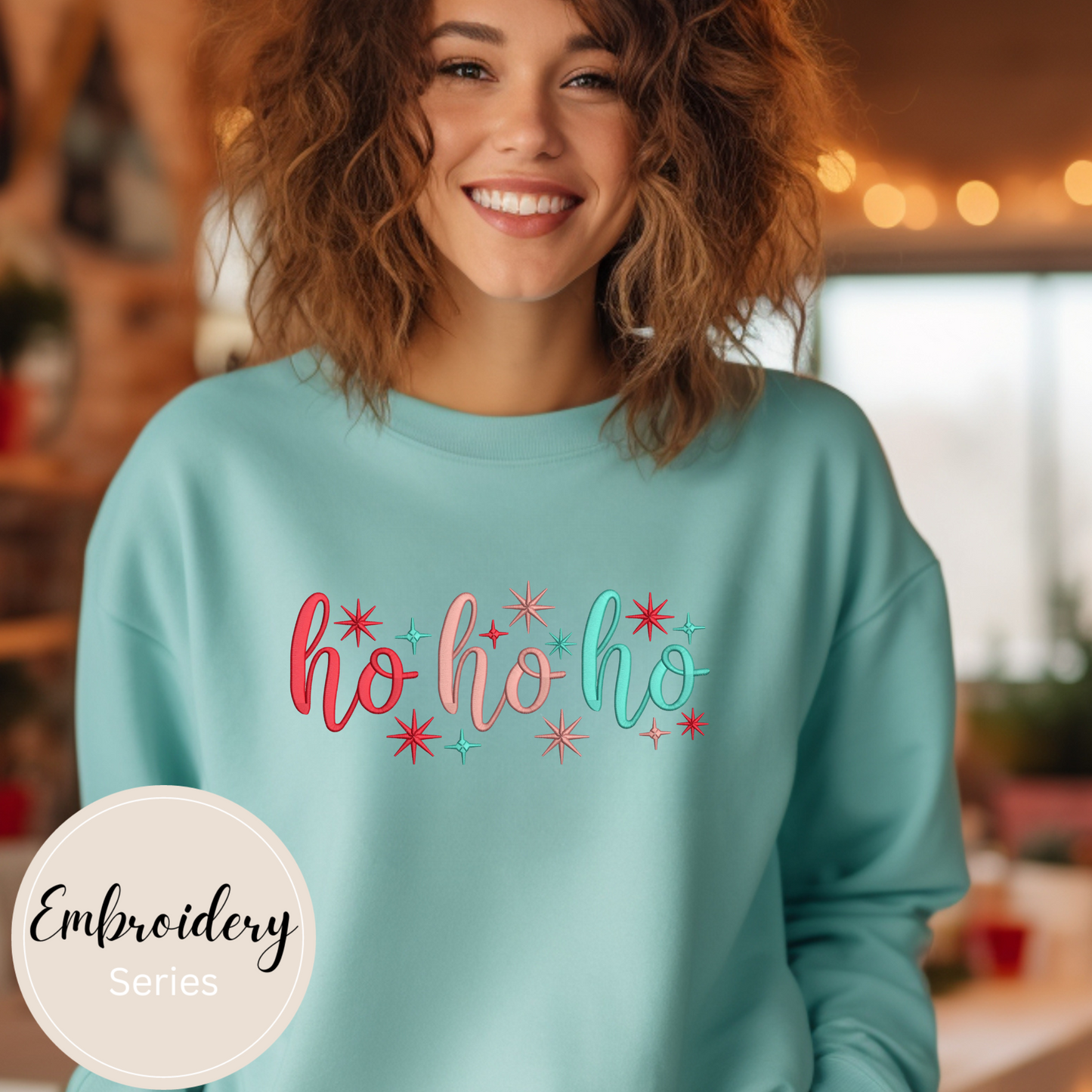 Embroidered Sweatshirt - Ho Ho Ho
