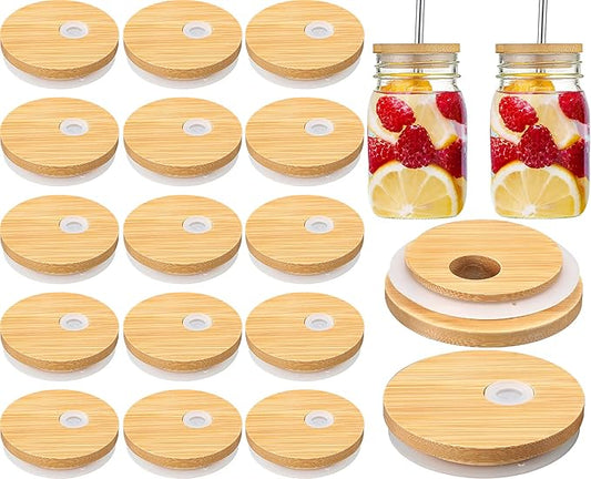 Glass Can- Bamboo lids for Beer cans