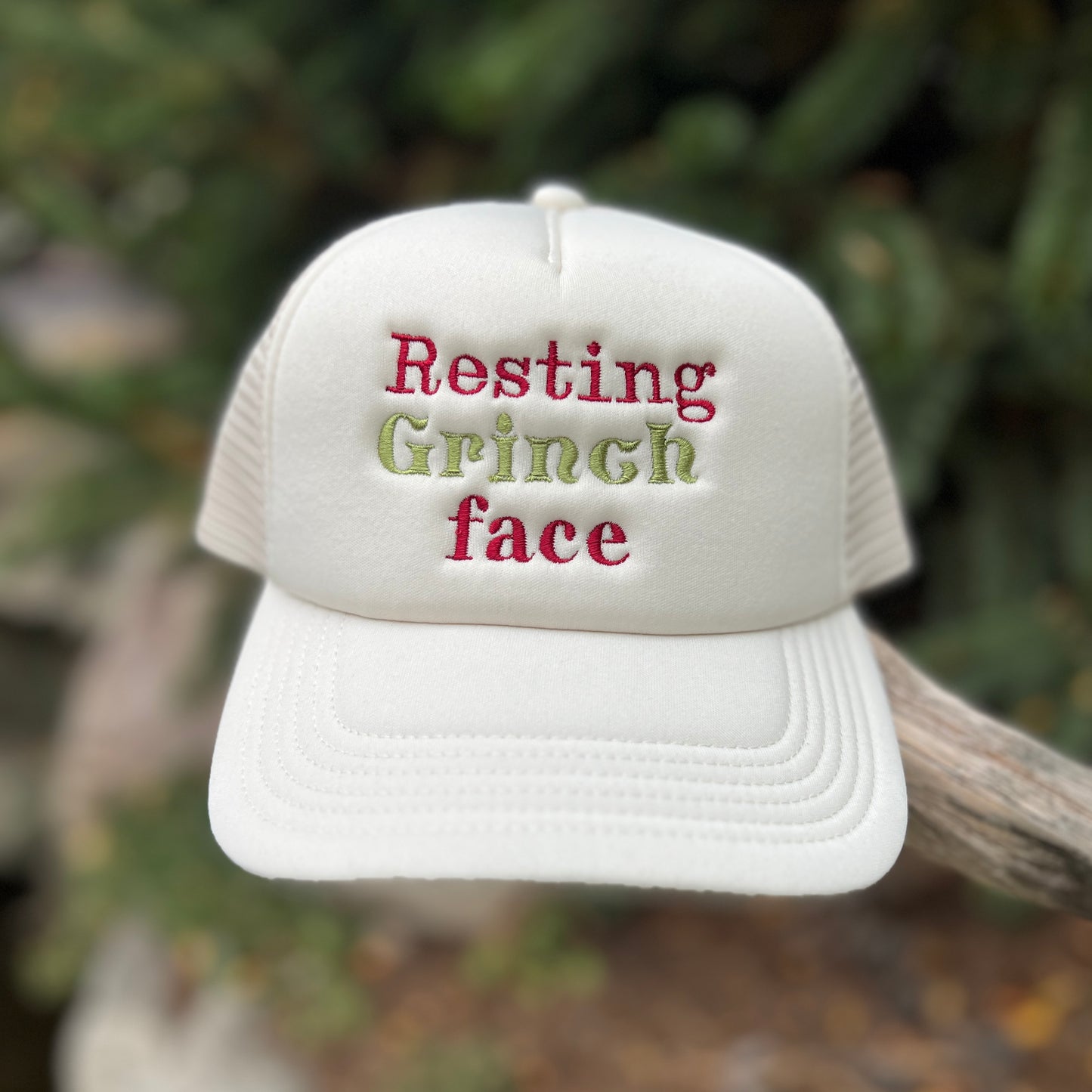 Embroidered Hats- Resting Grinch Face