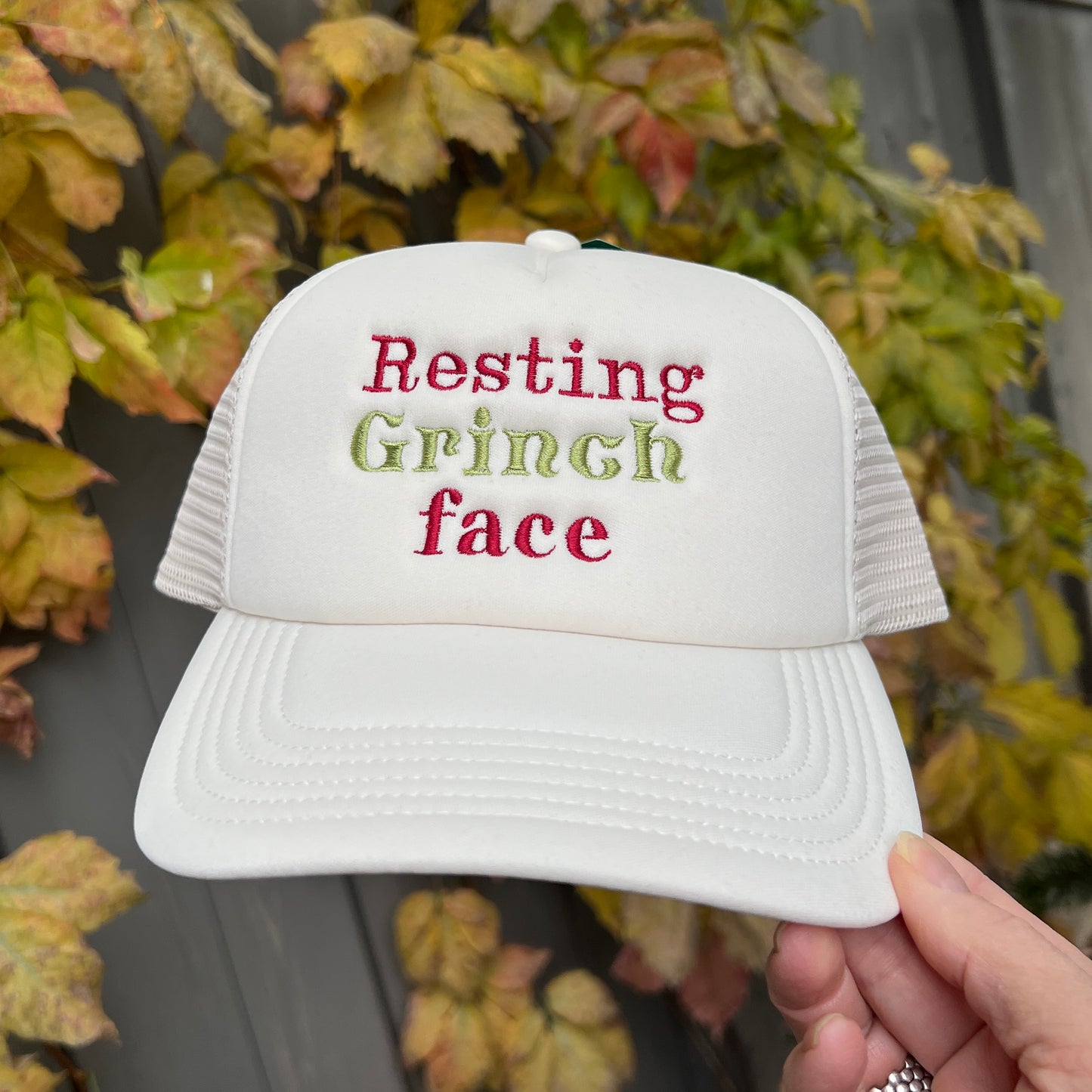 Embroidered Hats- Resting Grinch Face