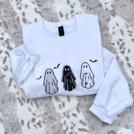 Embroidered Sweatshirt - Ghost Gang Trio Appliqué