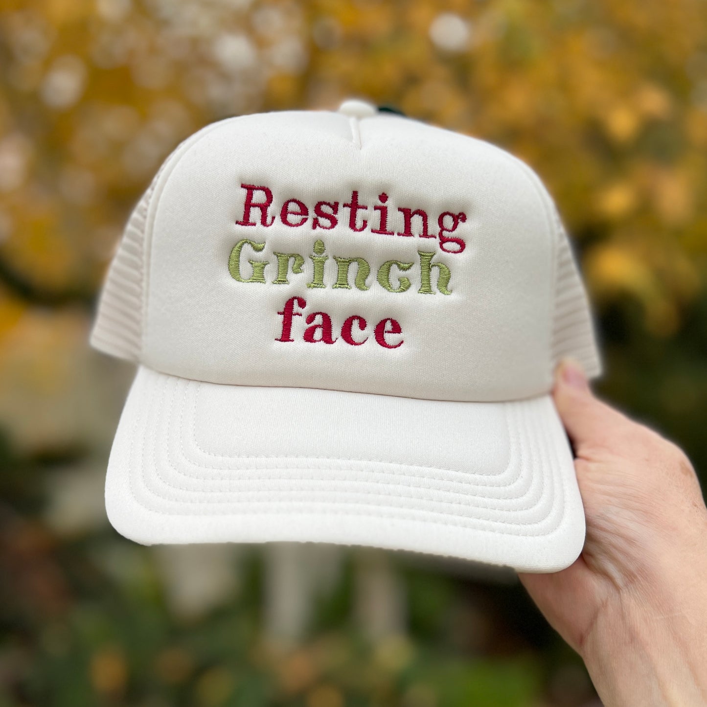 Embroidered Hats- Resting Grinch Face