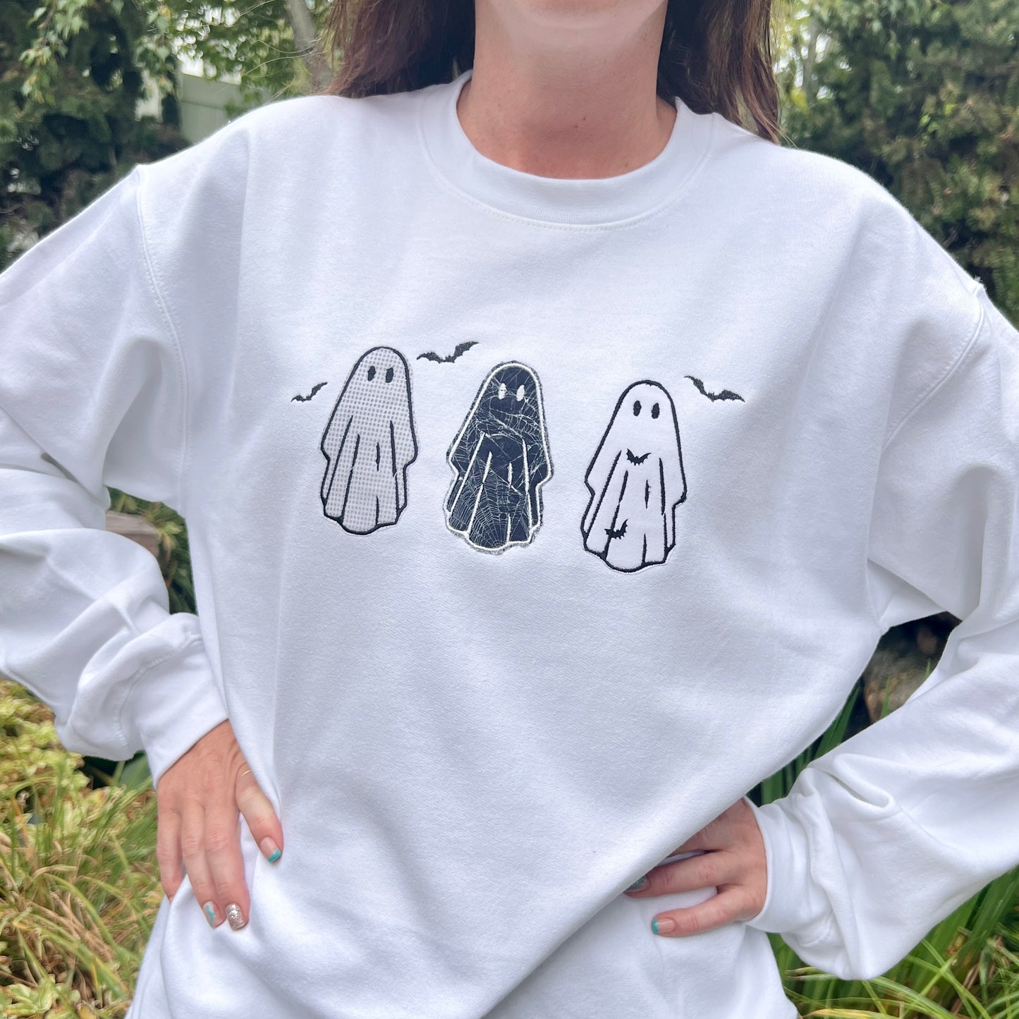 Embroidered Sweatshirt - Ghost Gang Trio Appliqué