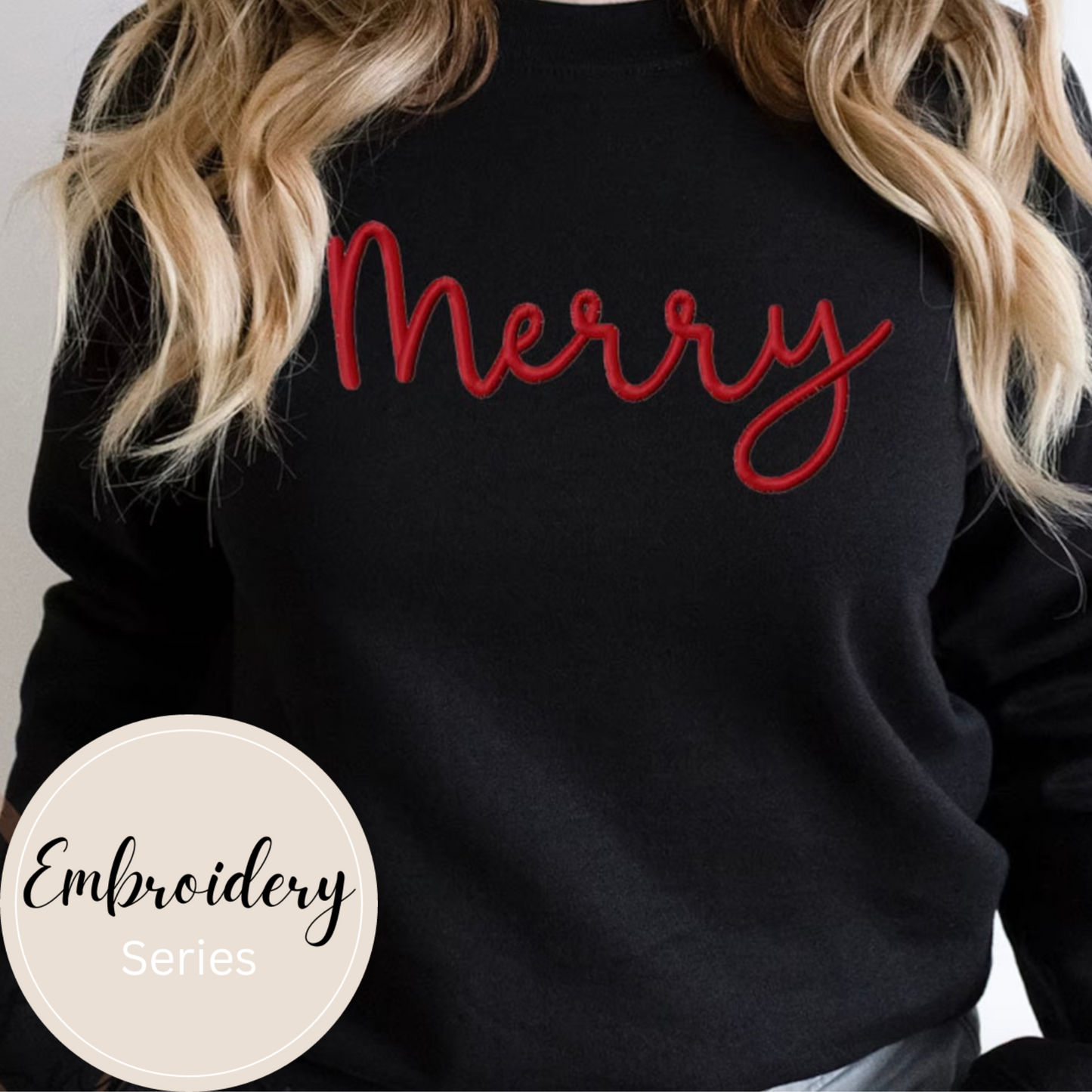 Embroidered Sweatshirt - Holiday Collection MERRY