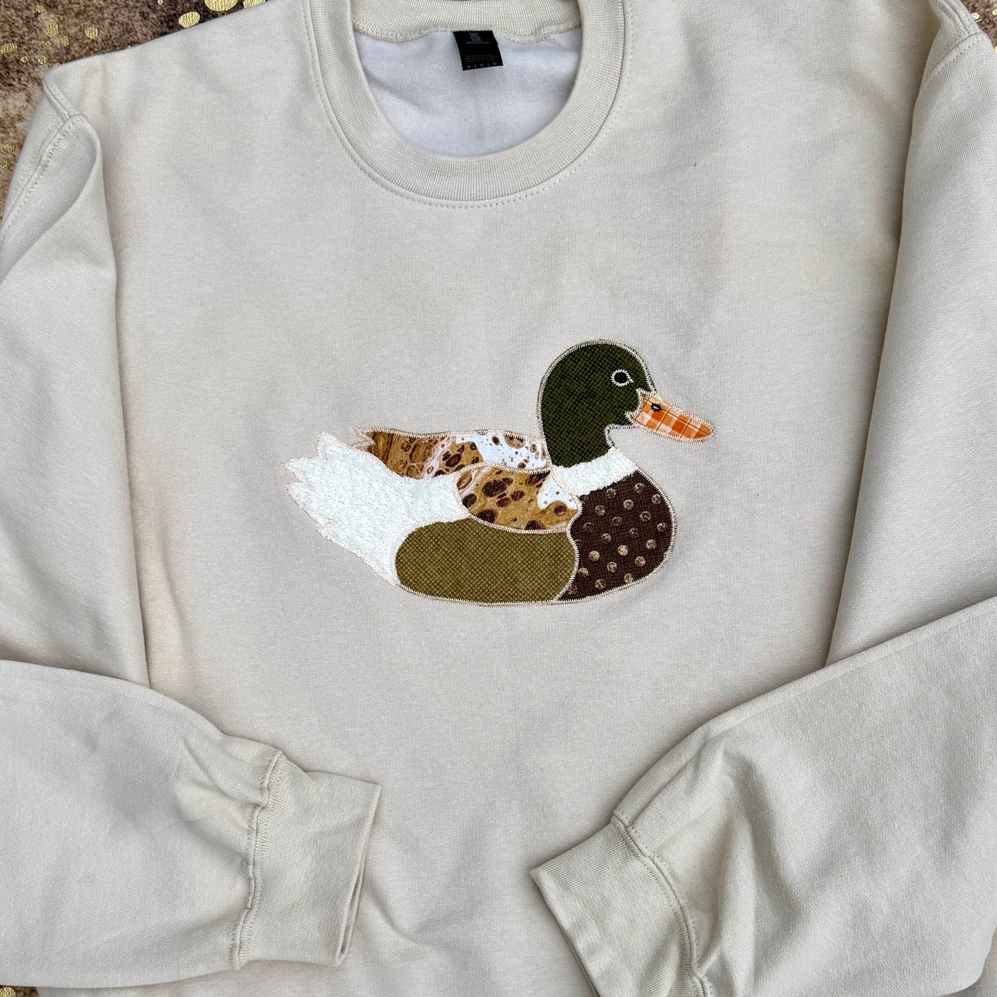 Embroidered Sweatshirt - Applique Mallard Duck