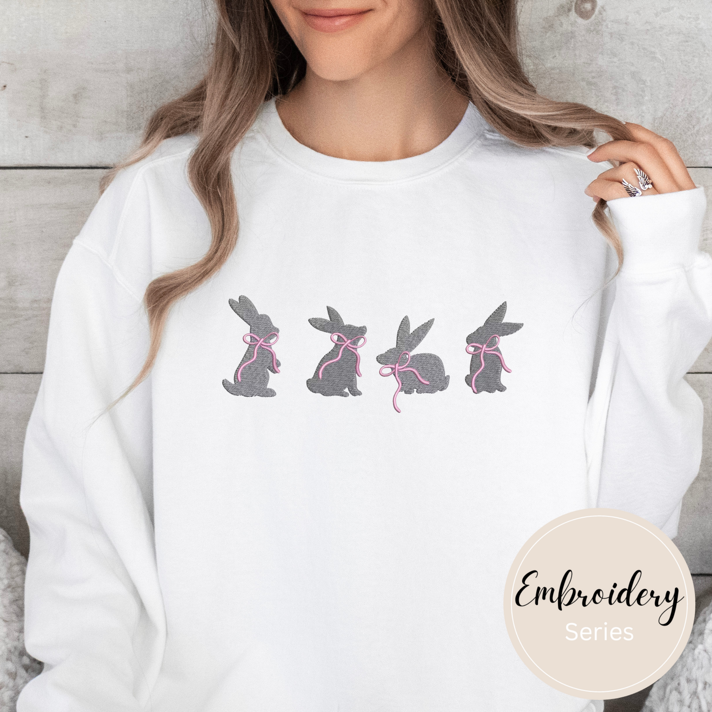 Embroidered Sweatshirt - Bunny Crew