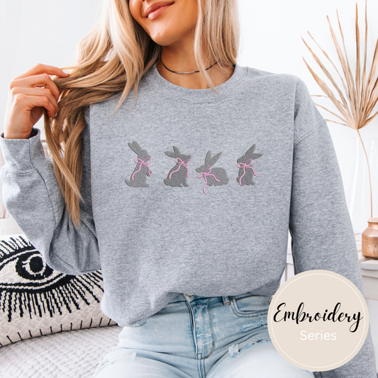 Embroidered Sweatshirt - Bunny Crew