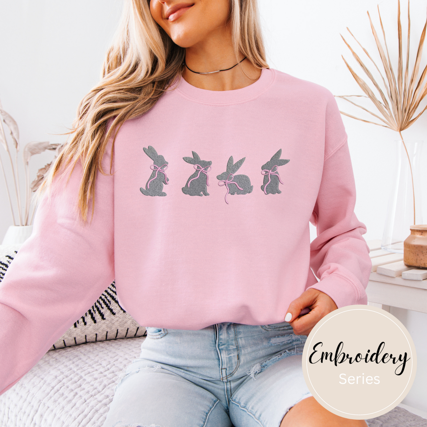 Embroidered Sweatshirt - Bunny Crew
