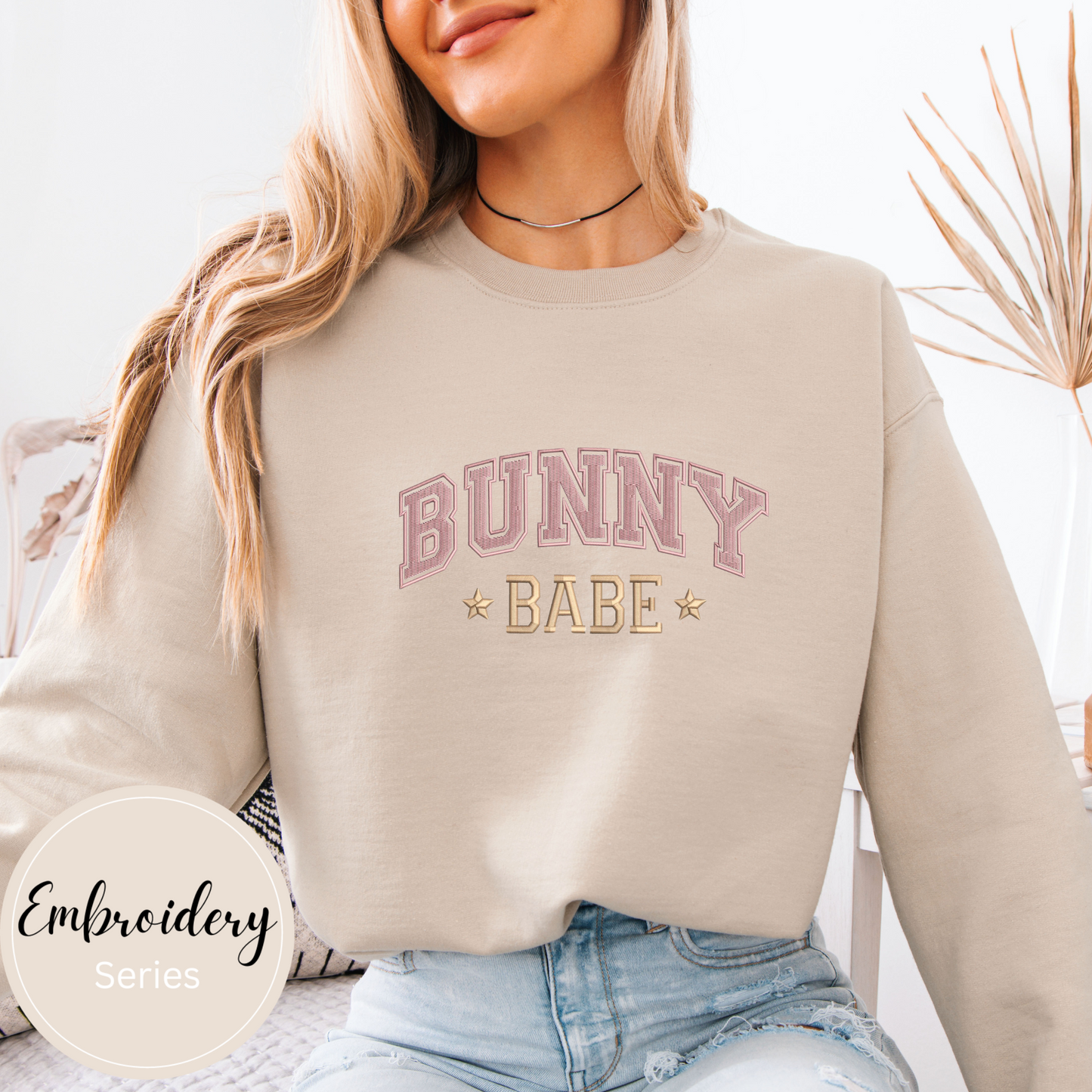 Embroidered Sweatshirt - Bunny Babe