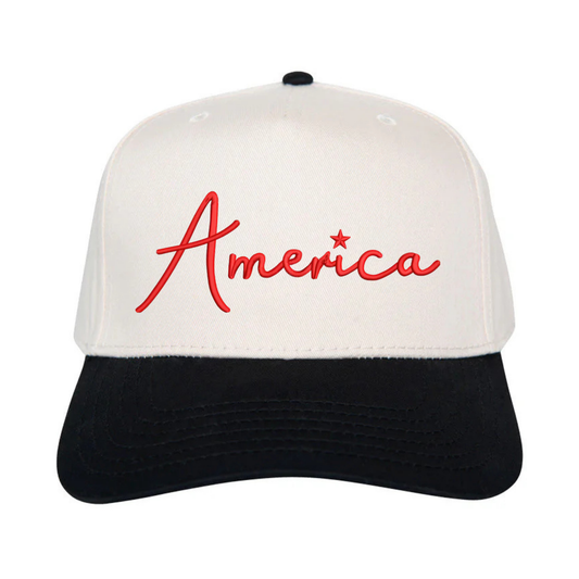Embroidered Hats- America 2 tone Vintage trucker Hat