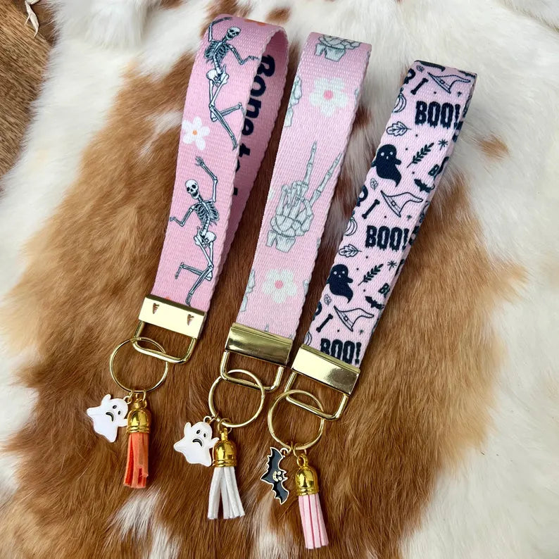 Gift - Wristlet Key Chain Skeleton an bats wristlets with charm tassel