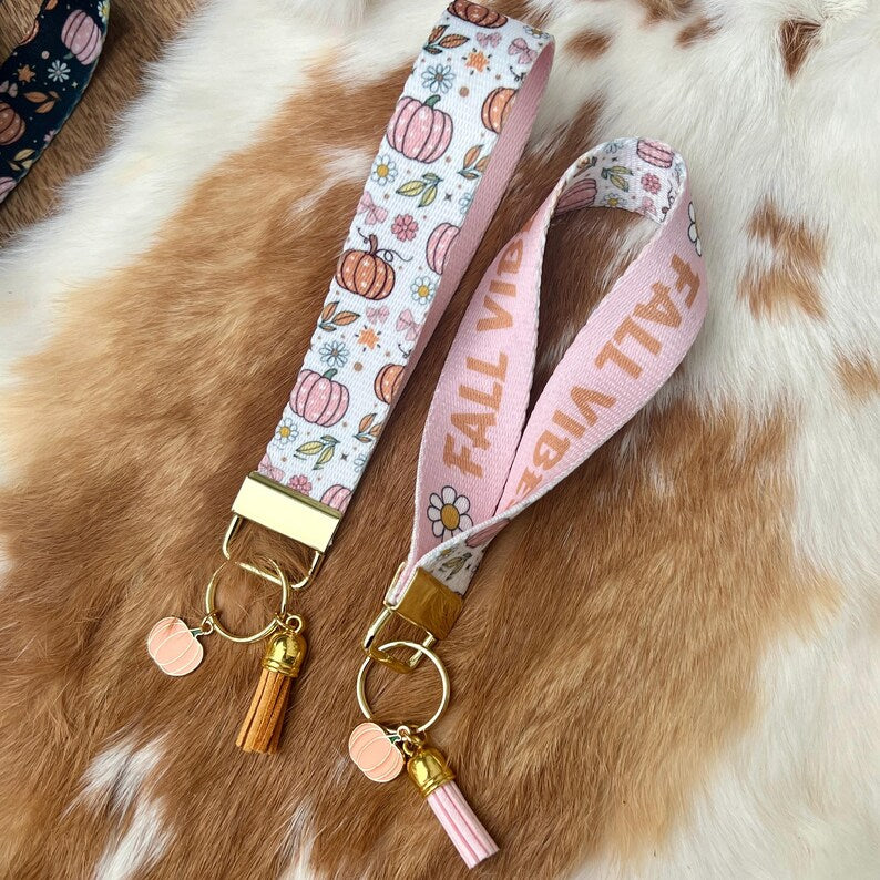 Gifts - Wristlet Key Chain Fall Pumpkins