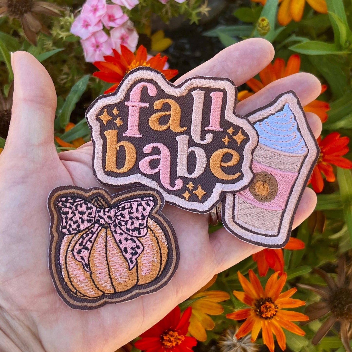 Embroidered Patches - Burnt Orange and Salmon Leopard bow
