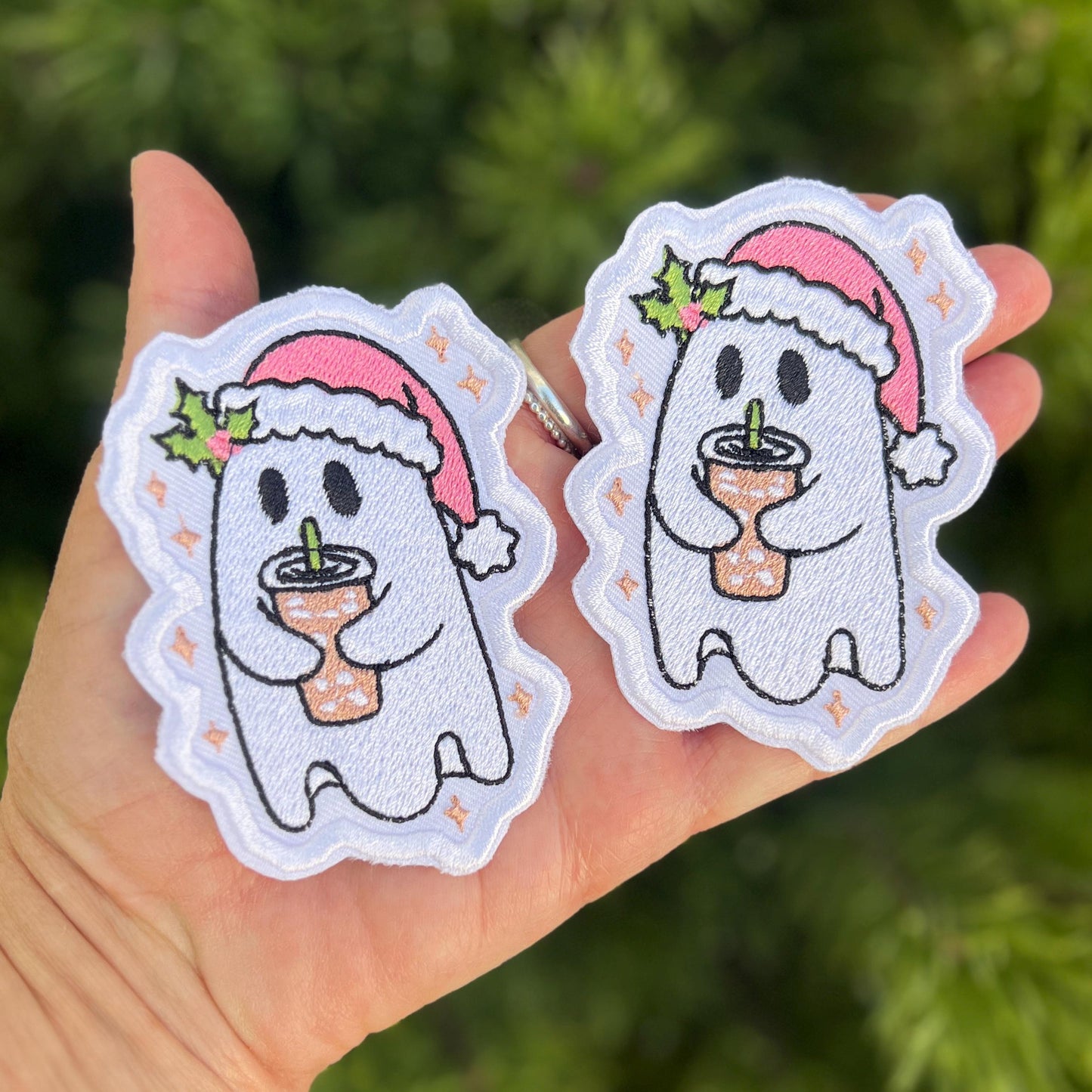 Embroidered Patches - Ice Coffee Holiday Ghost