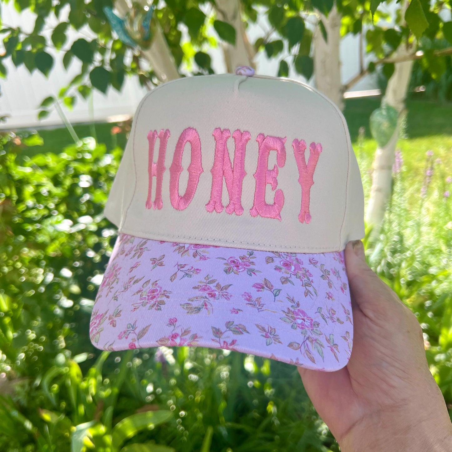 Embroidered Hats- Honey Floral brim