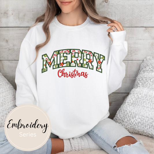 Embroidered Sweatshirt - Merry Christmas