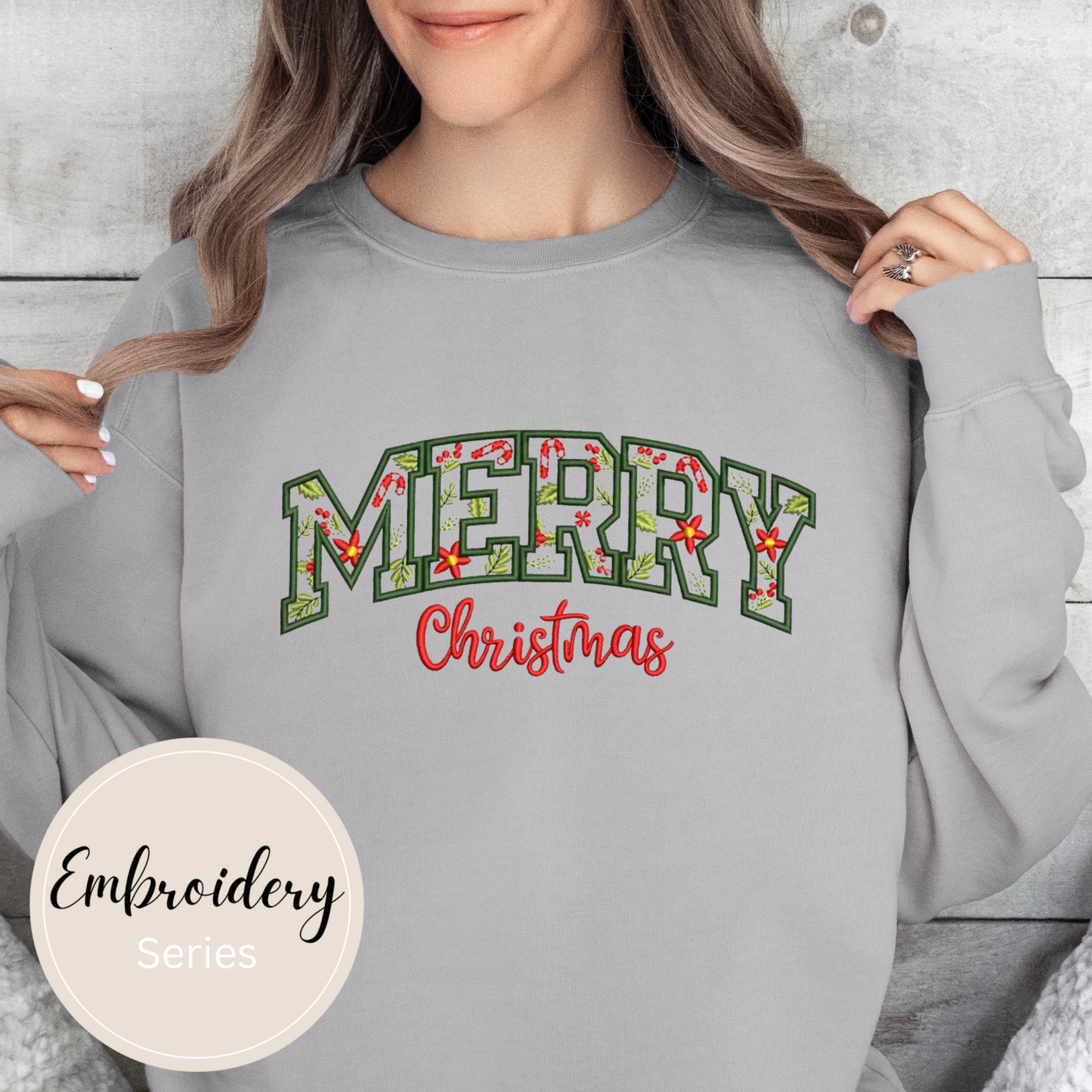 Embroidered Sweatshirt - Merry Christmas