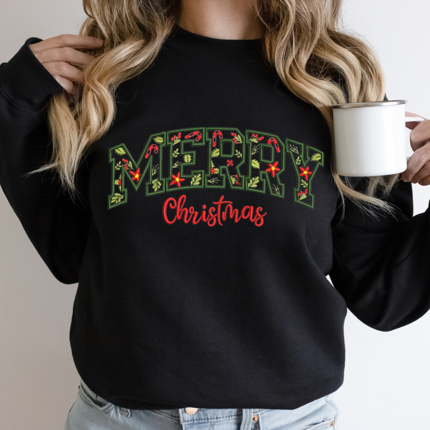 Embroidered Sweatshirt - Merry Christmas