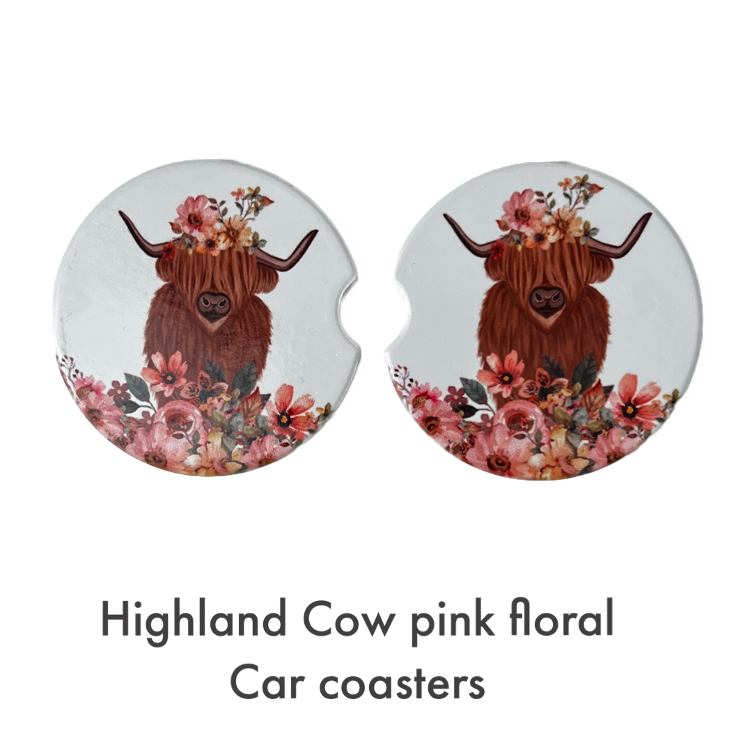 Ceramic car coaster set - Highland Cows