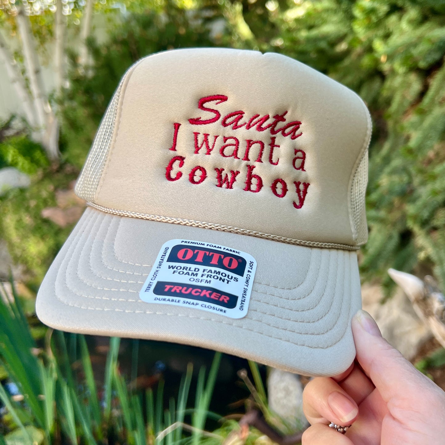 Embroidered Hats-Santa I want a Cowboy