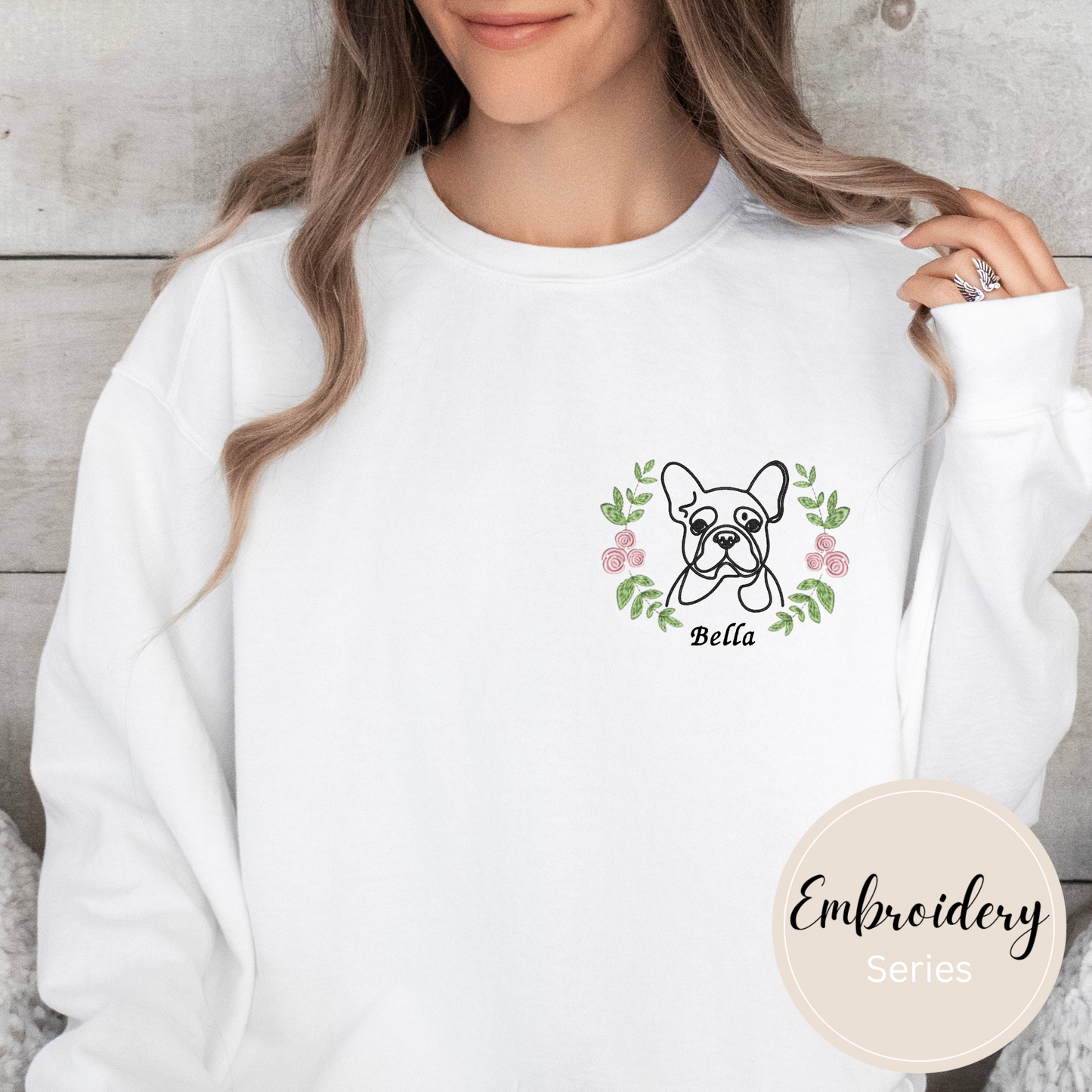 Embroidered Sweatshirt - Personalized Dog Mom logo