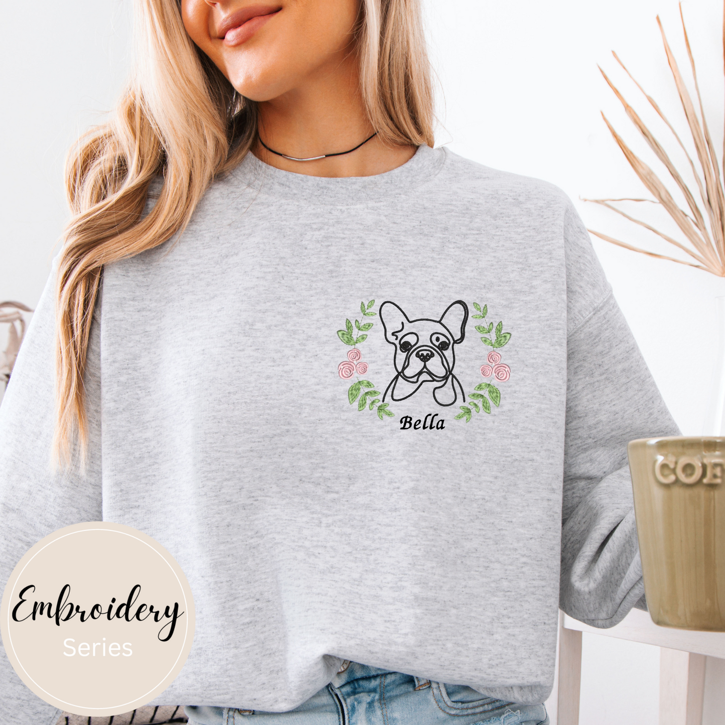 Embroidered Sweatshirt - Personalized Dog Mom logo