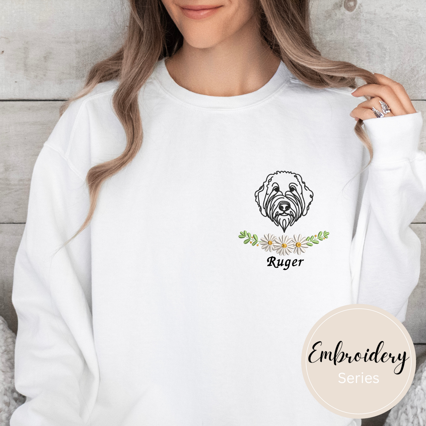 Embroidered Sweatshirt - Personalized Dog Mom logo