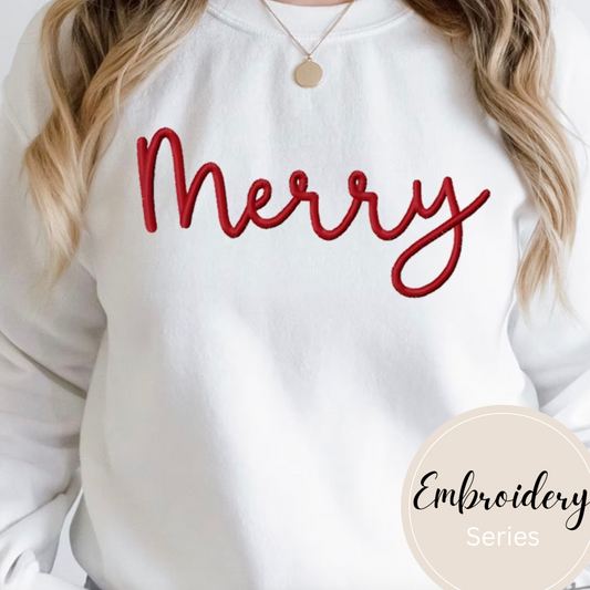 Embroidered Sweatshirt - Holiday Collection Merry