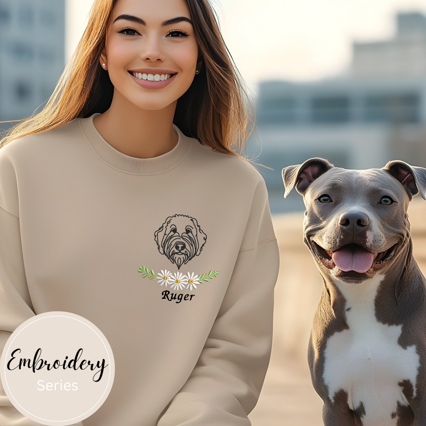 Embroidered Sweatshirt - Personalized Dog Mom logo