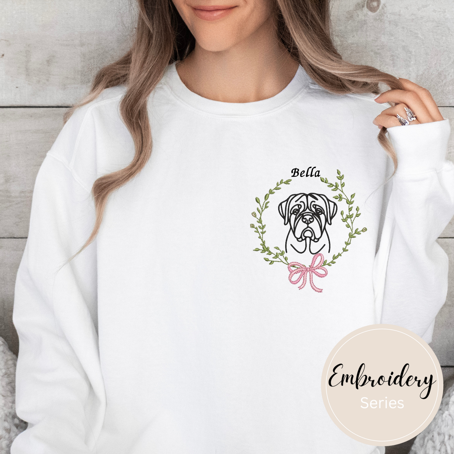 Embroidered Sweatshirt - Personalized Dog Mom logo