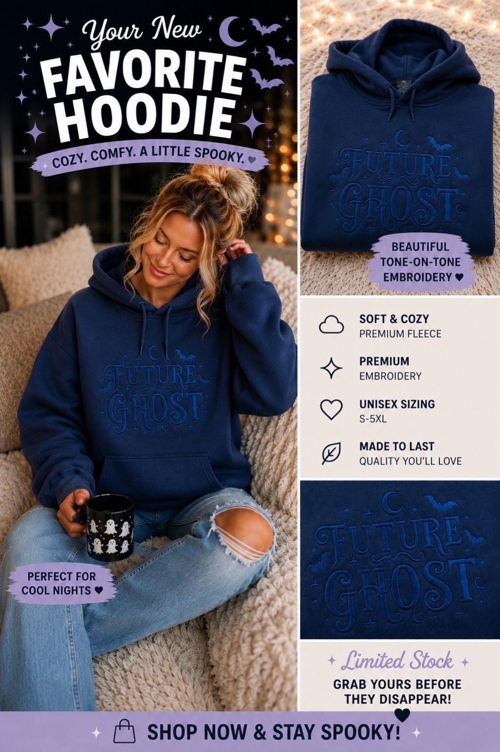 Embroidered Sweatshirt - Future Ghost Hoodie