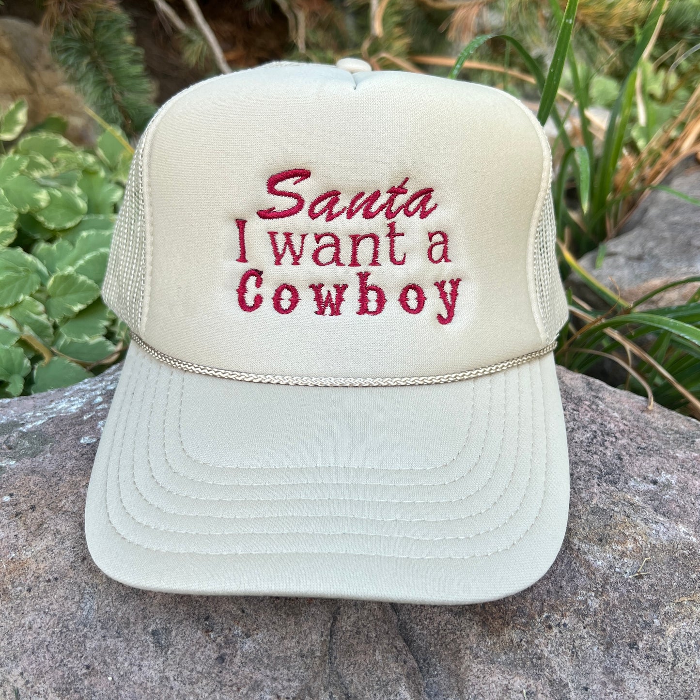 Embroidered Hats-Santa I want a Cowboy