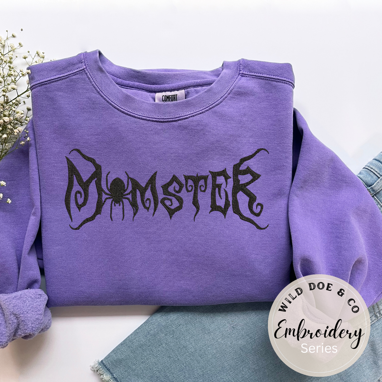 Embroidered Sweatshirt - Spooky Momster