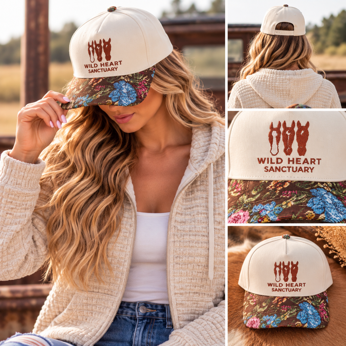 Embroidered Hats- Wild Heart Sanctuary Floral Brim