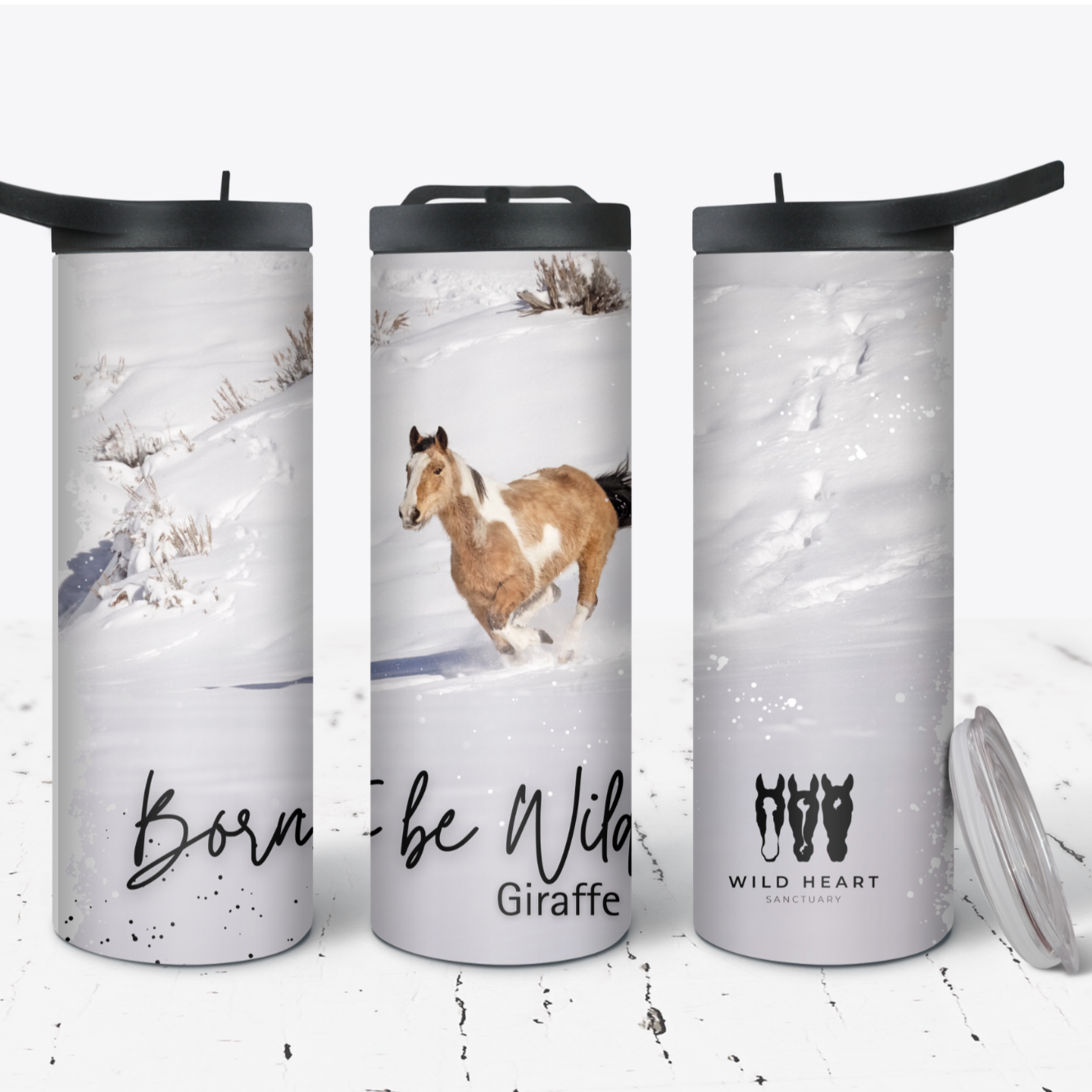 Hydration Duo Bottle 25oz Duo Skinny Tumbler- Giraffe -Wild Heart Sanctuary