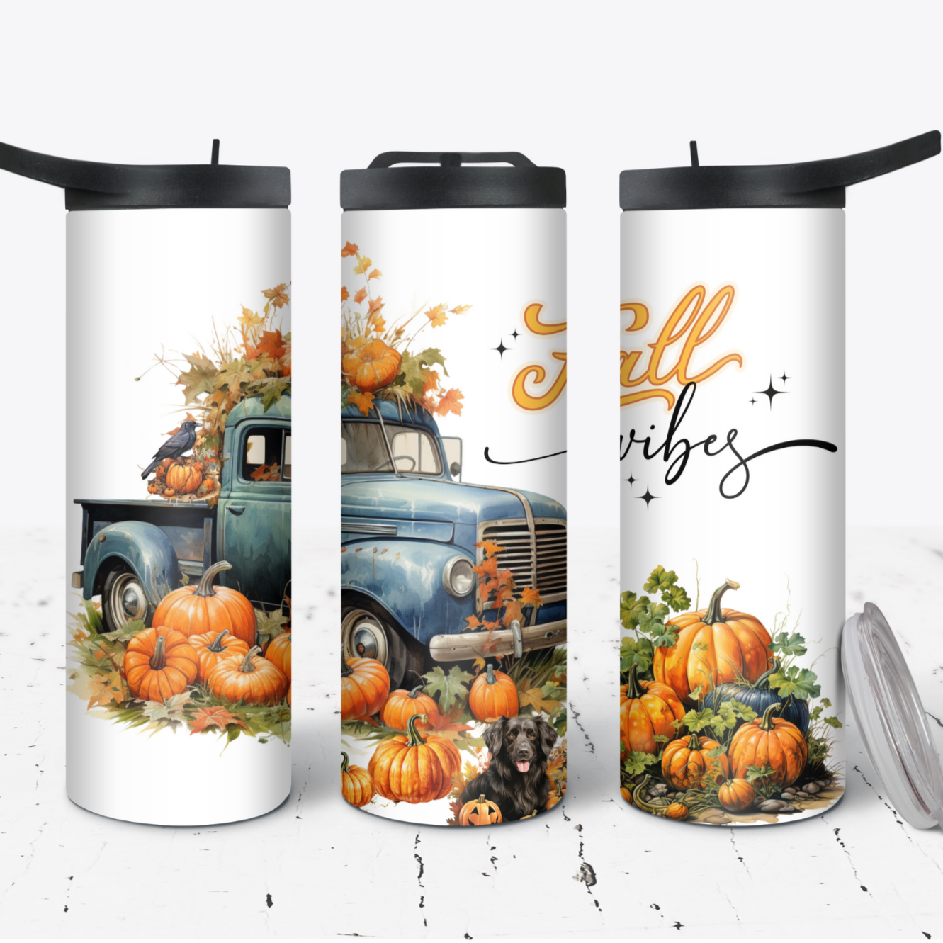 Hydration Duo Bottle 25oz Duo Skinny Tumbler-Farm Truck Fall Vibes