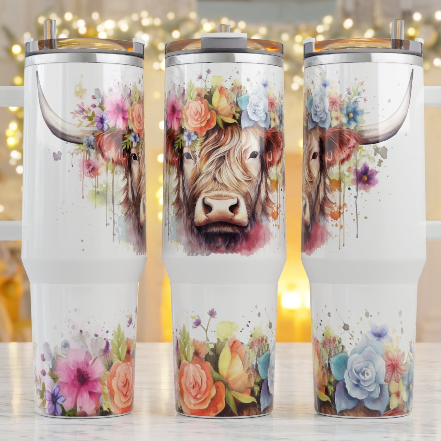 Traveler Tumbler 40 oz-Floral Hylander Cow