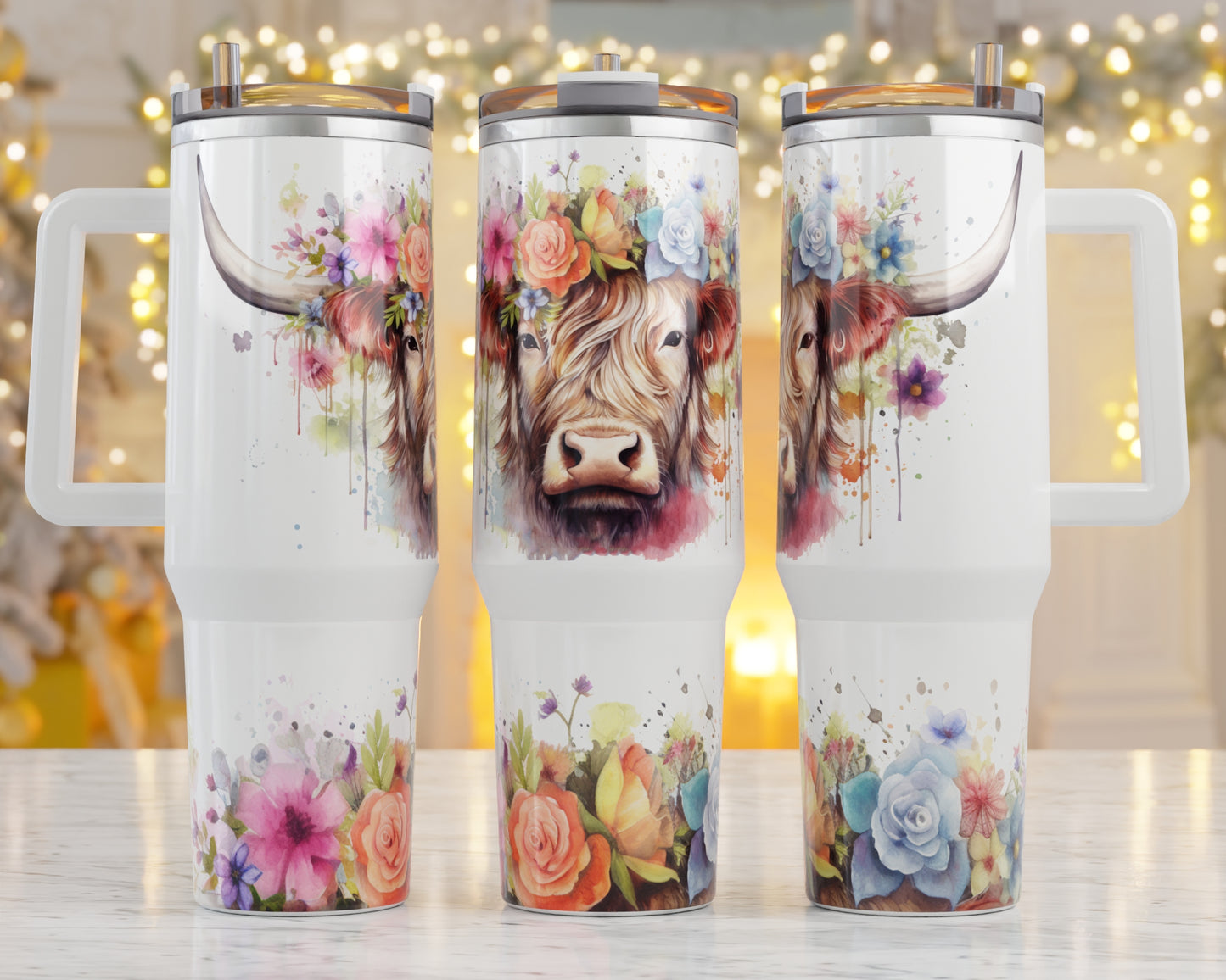 Traveler Tumbler 40 oz-Floral Hylander Cow