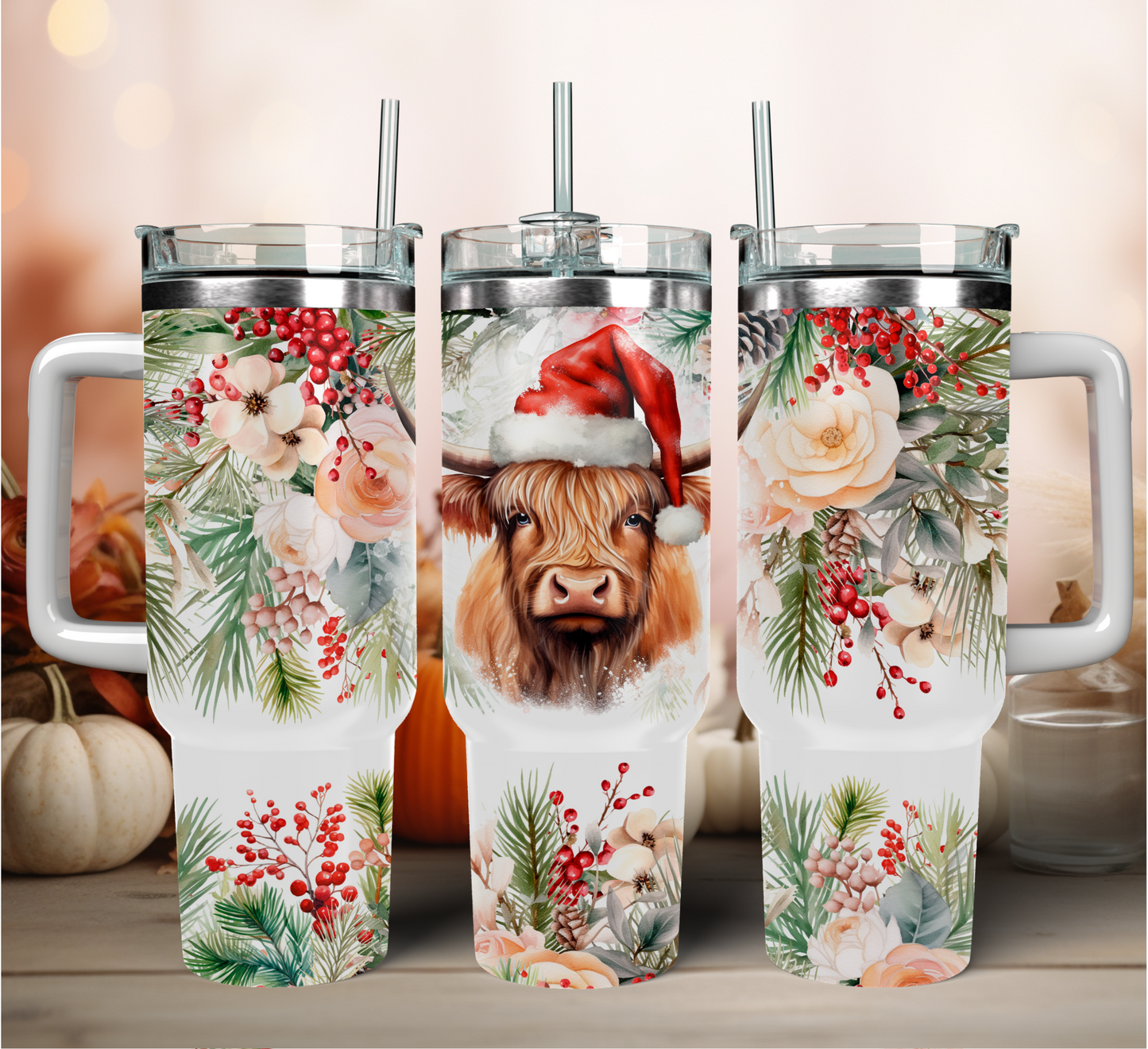 Traveler Tumbler 40 oz- Santa Highlander Cow