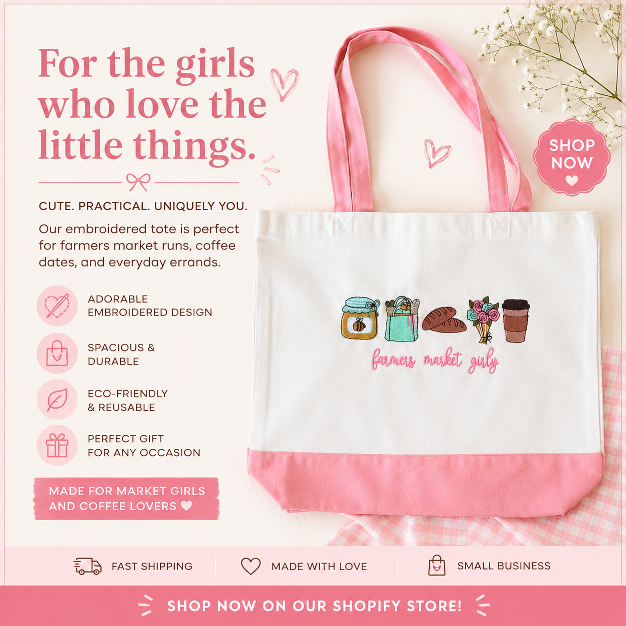 Tote Bags - Farmers market girly honey & Sourdough
