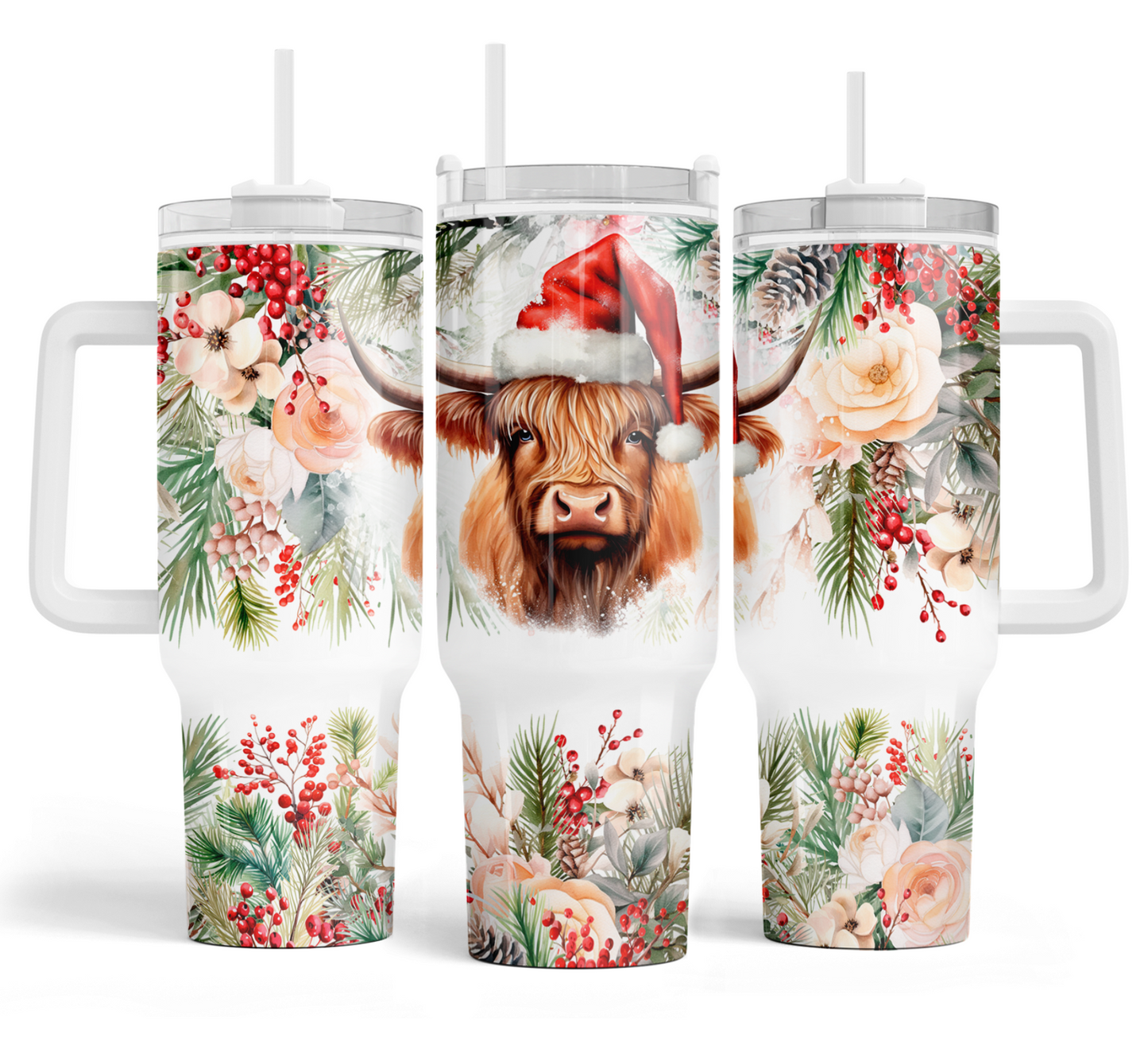 Traveler Tumbler 40 oz- Santa Highlander Cow