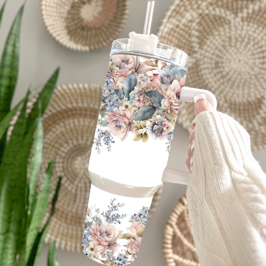 Traveler Tumbler 40 oz- Pastel Flora Garden