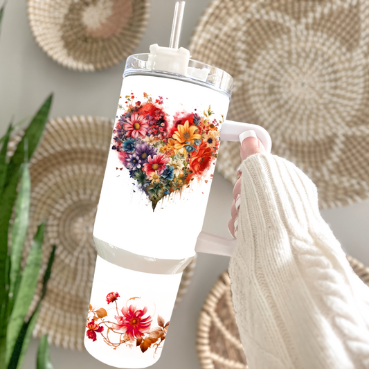 Traveler Tumbler 40 oz- Floral Heart